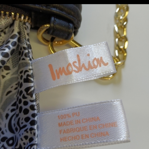 IMOSHION Black Chevron Vegan Gold Crossbody Handbag - Picture 7 of 8